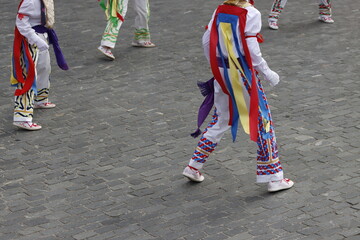 Basque folk dancers in an outdoor event