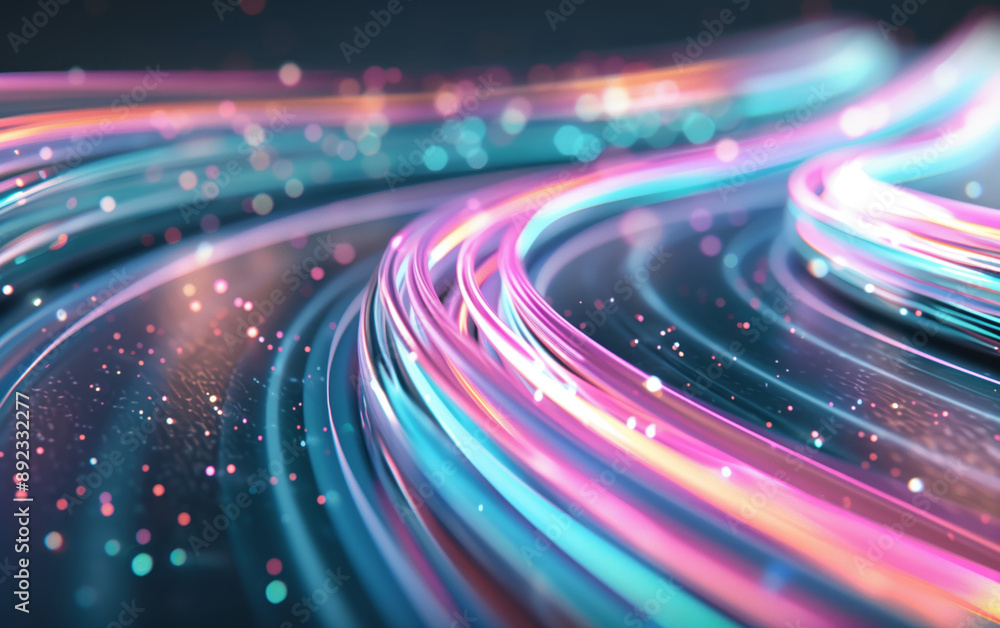 Poster colorful abstract lines with glowing effects and particles create a vibrant, dynamic backdrop for cr