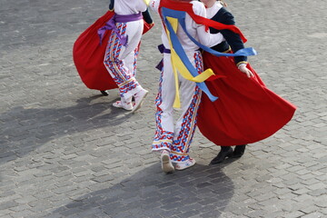 Basque folk dancers in an outdoor event