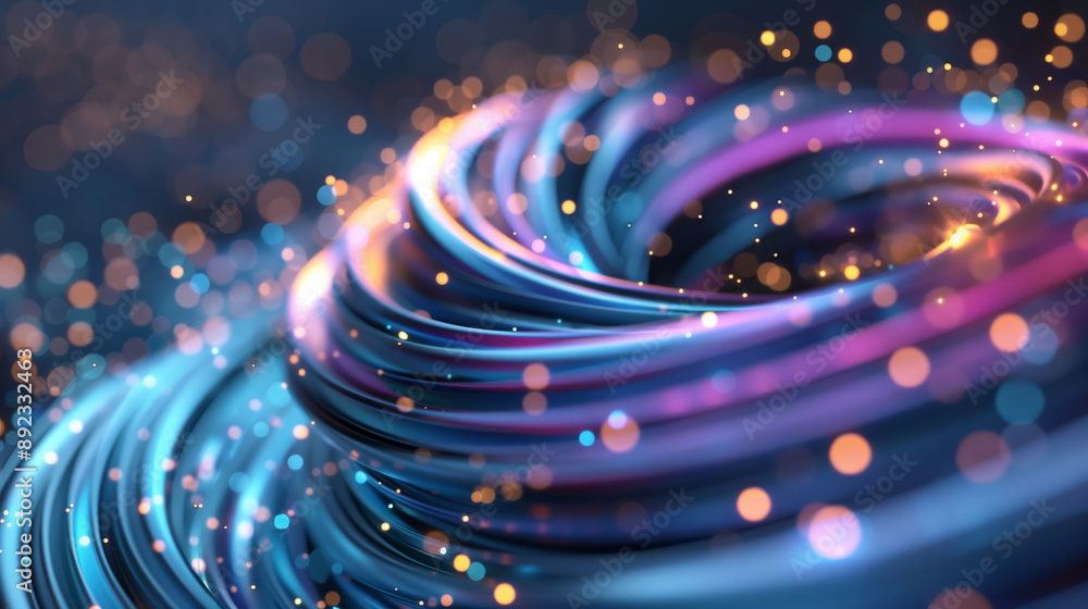 Aufkleber colorful swirling lines with glowing particles create a vibrant, dynamic abstract background full of