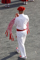Basque folk dancers in an outdoor event