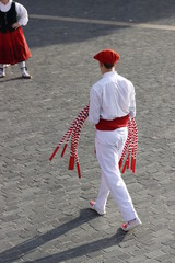 Basque folk dancers in an outdoor event