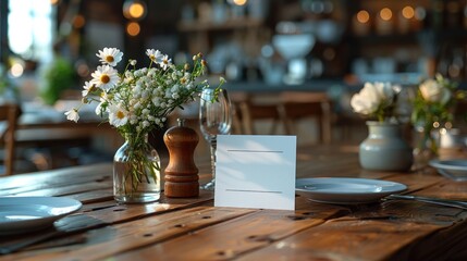 Table Setting with Flowers and a Blank Place Card