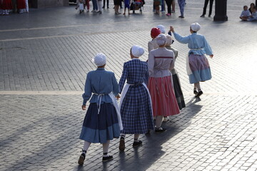 Basque folk dancers in an outdoor event