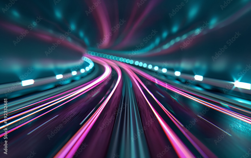 Aufkleber dynamic motion blur image of a colorful tunnel, showcasing vibrant lights and abstract patterns, per
