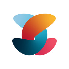 Intertwined letter C in red and blue colors.