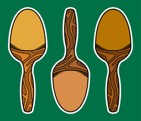 Hand Drawn Ladle Rice Sticker Vector Illustration