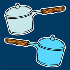 Hand Drawn Cooking Pot Sticker Vector Illustration