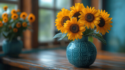 Sunflowers in a vase with a vibrant yellow bouquet