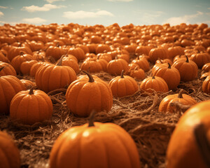 Happy Thanksgiving day traditional backdrop. Pumpkin background. Celebrating autumn holidays.