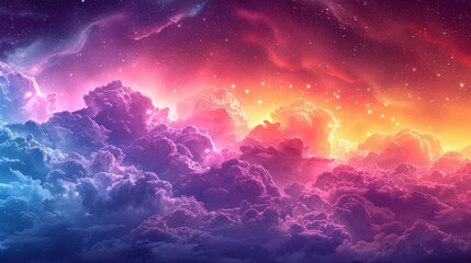 Fototapeta premium Dreamy Night Sky Above Clouds