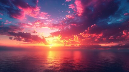 Obraz premium Fiery Sunset over the Ocean
