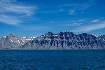 Arctic glacial rocky mountain in Svalbard