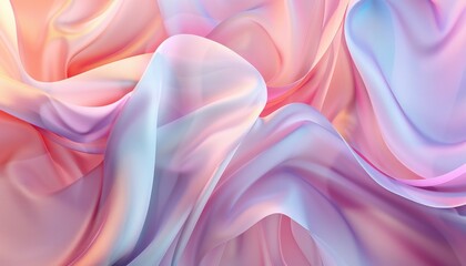 A delicate dance of soft pink and blue fabric flowing gracefully in a captivating abstract composition