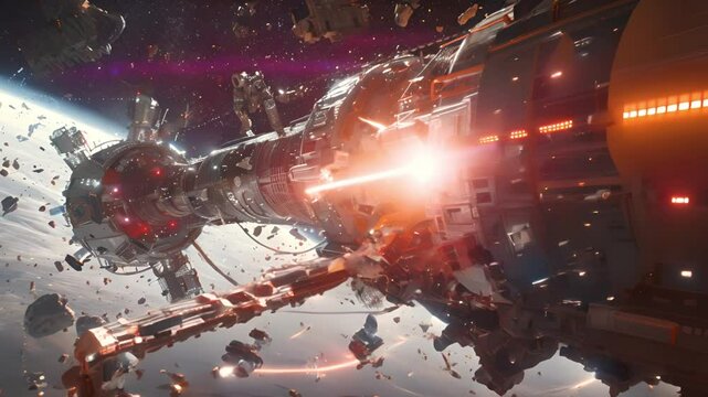 Futuristic Space Station Under Attack