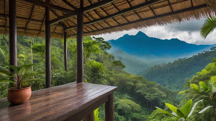 Fototapeta premium Nature's Majesty & History's Secrets! Rainforest beauty, mountain peaks, and ancient ruins - an epic adventure