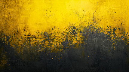 Wallpaper or web banner background, grunge gradient from yellow to black, grainy texture effect. Generative AI