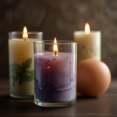burning candles on a red background
