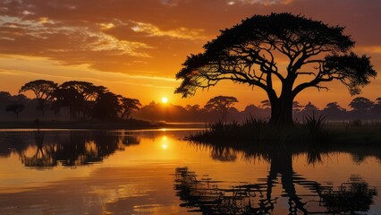 savannah sunrise over the river