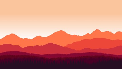 Orange mountains landscape background