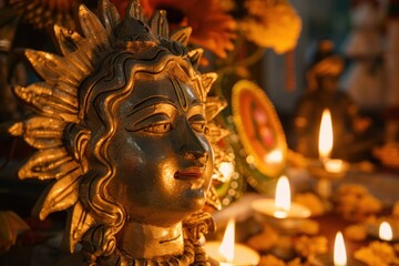 Sun deity Surya - Hindus, Sikhs and Muslims Maghi festival and Lohri celebration symbol