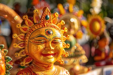 Fototapeta premium Sun deity Surya - Hindus, Sikhs and Muslims Maghi festival and Lohri celebration symbol
