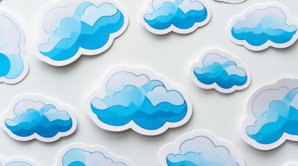 Fototapeta premium Cloud Sticker Set: Elegant and Minimalistic on White Background