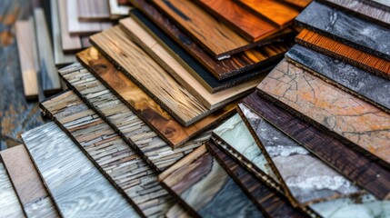 Sample Stone Wood Veneer and Laminate Color Chart for Interior Design Concept