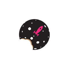 Planet cookie logo. Cute logo design. Vector logo isolated on white background.