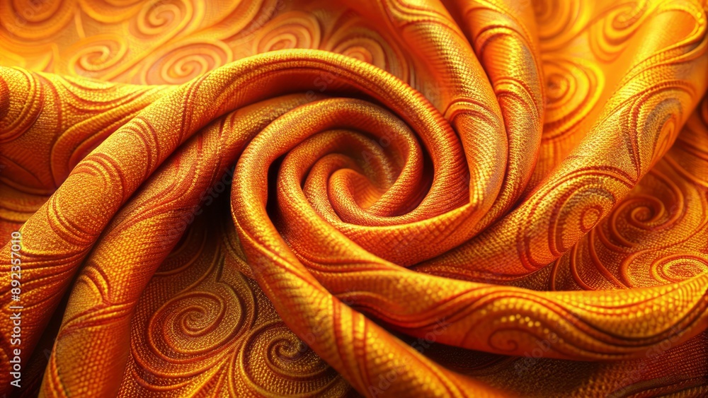 Aufkleber vibrant orange textile with intricate swirling patterns and subtle texture, perfect for adding warmt