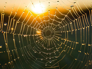 spider web with dew drops