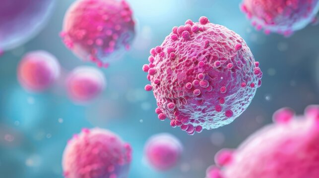 Artistic 3D illustration of mast cell degranulation in an allergic reaction, mast cell, allergic response