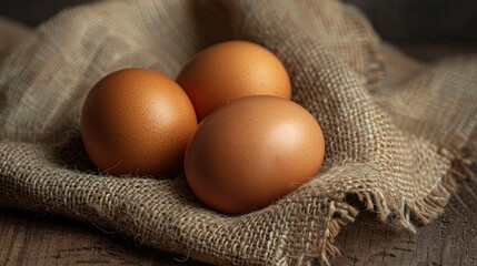 Organic eggs on a rustic surface