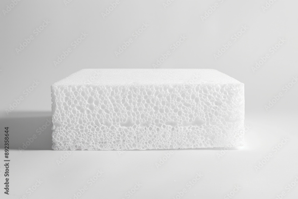 Poster a simple and clean image of a white soap sitting on a table, perfect for use in interior design or h