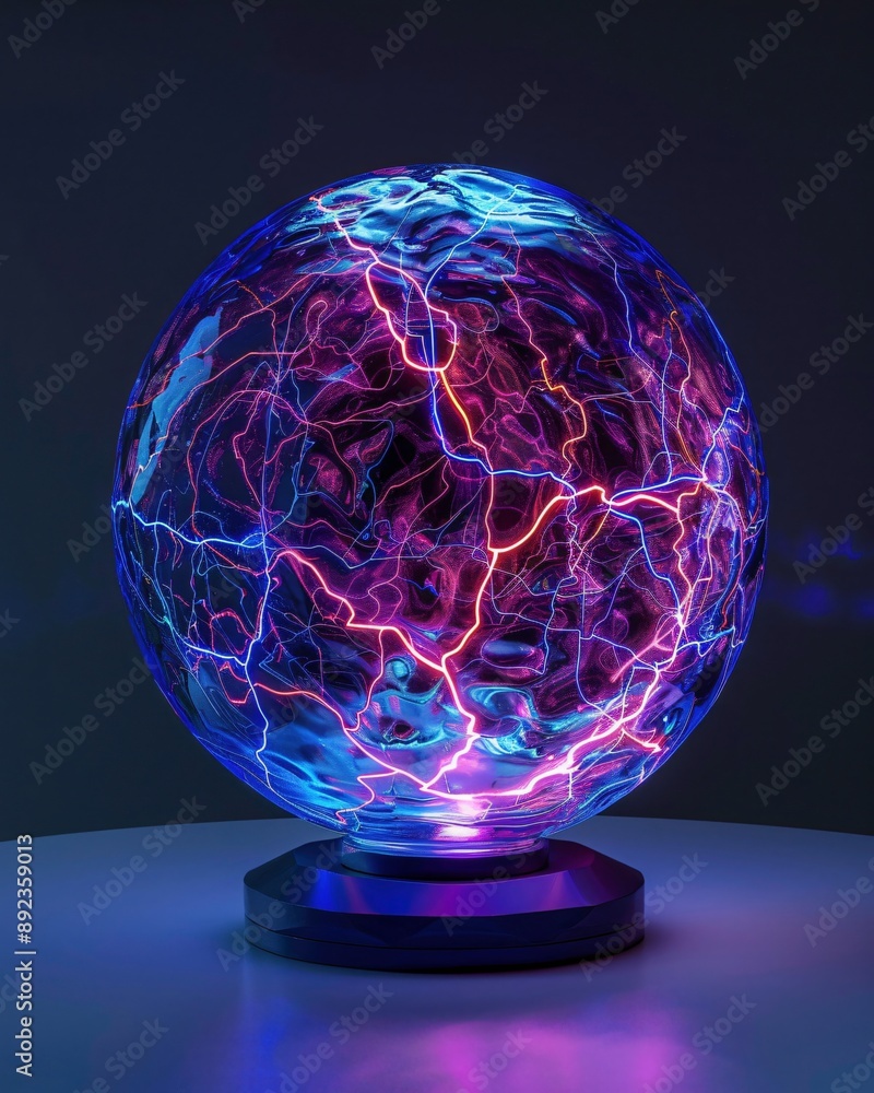 Poster render the intricate patterns of electric arcs in a plasma globe
