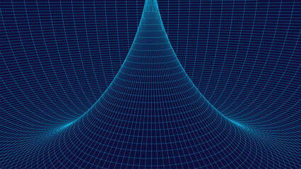 Frame torus with connected lines and dots. 3D texture of a wormhole portal with a mesh structure. Polygonal mesh element. Grid vector illustration. © Tetiana
