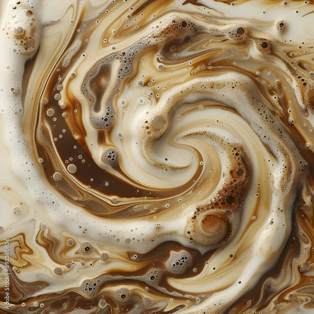 Aufkleber Abstract art featuring smooth and creamy caramel swirls, creating a visually appealing and appetizing design with rich textures.