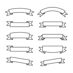 Set of flat vector ribbons banners flat