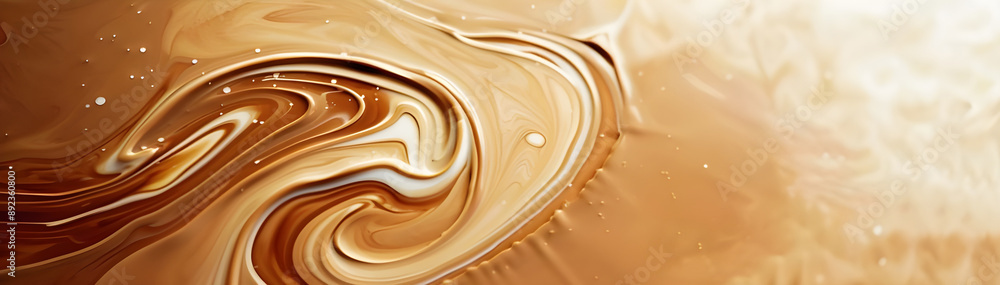 Poster Abstract image showcasing dynamic cream and brown swirls, creating a visually captivating and fluid artistic pattern.