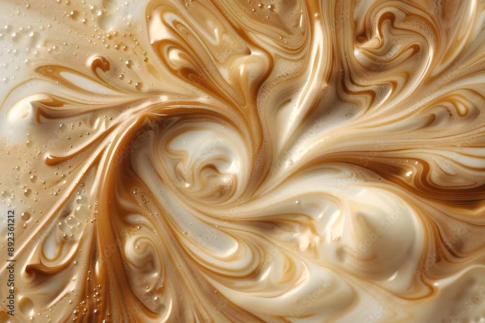 Aufkleber Abstract art featuring smooth and creamy caramel swirls, creating a visually appealing and appetizing design with rich textures.