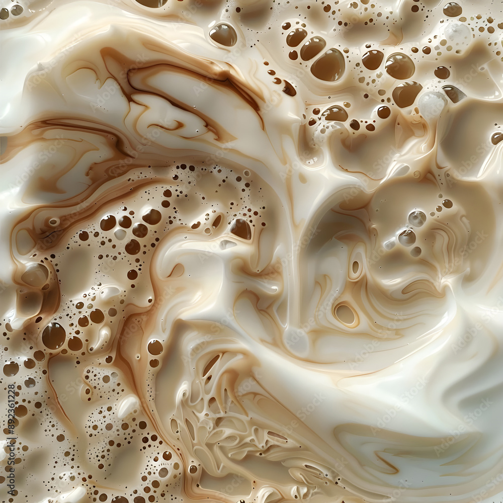 Poster abstract art featuring smooth and creamy caramel swirls, creating a visually appealing and appetizin