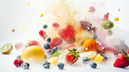 Fruit Explosion, mixed fruits, healty fruits. 