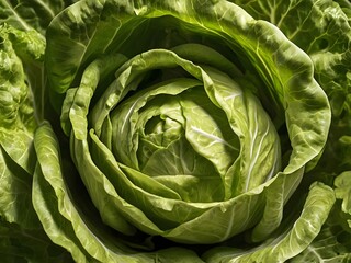 Fototapeta premium detailed view of leafy green cabbage head
