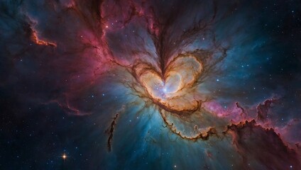 Mystical star formation emerging from the heart of a colorful nebula