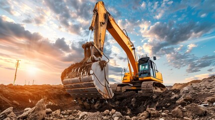 excavator at construction site. 