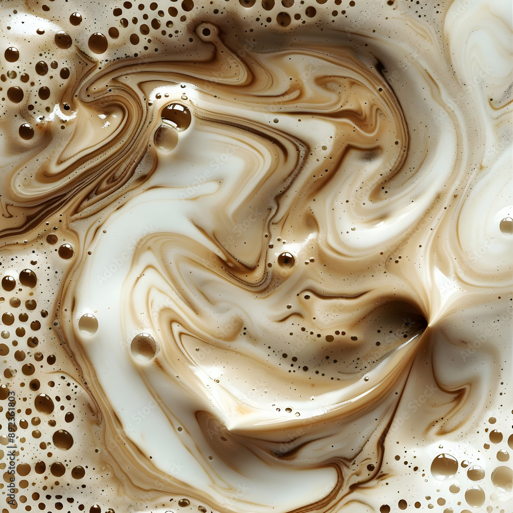 Poster abstract art featuring smooth and creamy caramel swirls, creating a visually appealing and appetizin