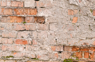 the plaster of the old brick wall disappears