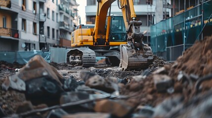 Fototapeta premium excavator at construction site. 