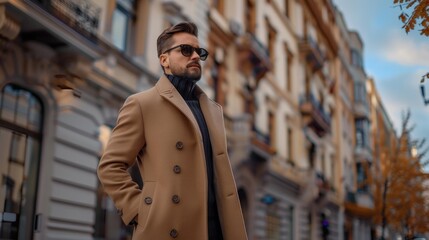 Stylish Man in a Brown Coat