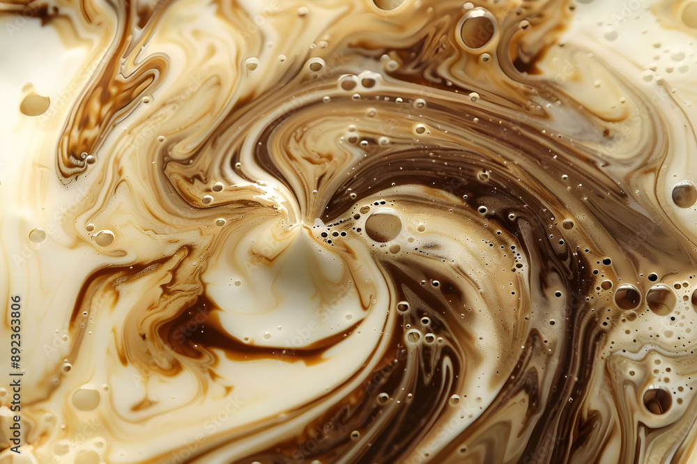Aufkleber Abstract art featuring a dynamic swirl of chocolate and caramel colors, creating a rich and visually captivating design.